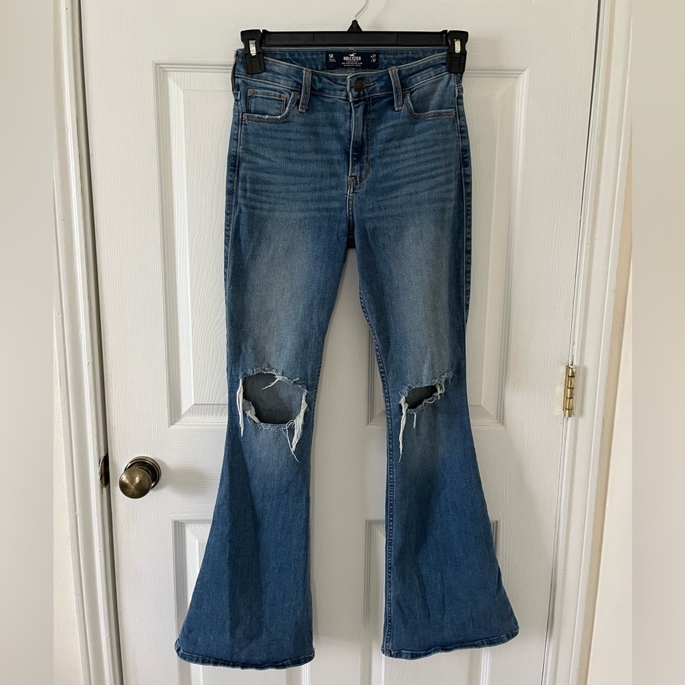 Hollister Distressed High Waisted Flare Jeans